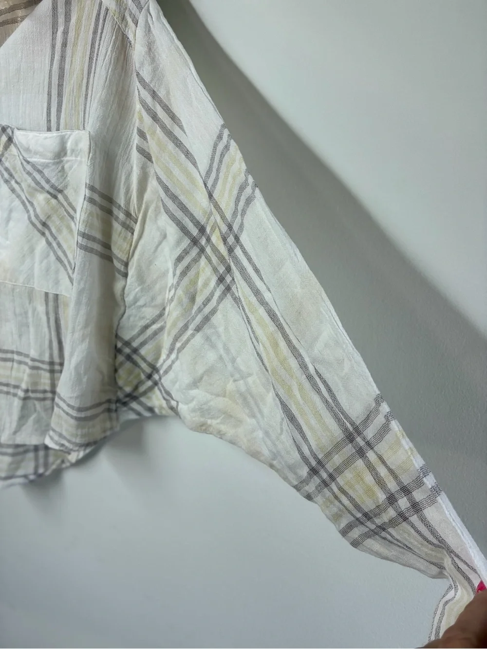 Free People Plaid Button-Down Shirt - Cream, Taupe, Pale Yellow